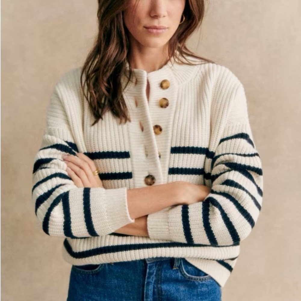 Sezane Lucas Jumper Ecru/Navy Sz S